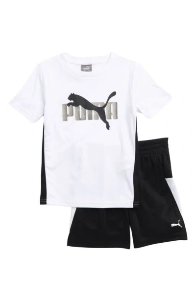 Puma Kids' Performance Graphic T-shirt & Shorts Set In White Traditional