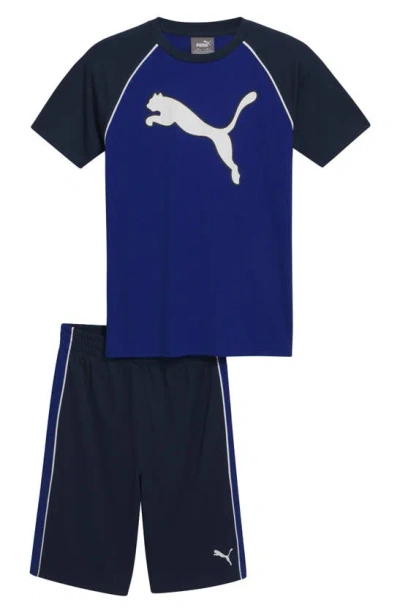 Puma Kids' Performance T-shirt & Shorts 2-piece Set In Dark Blue