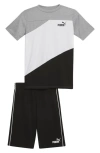 Puma Kids' Performance T-shirt & Shorts 2-piece Set In Grey/ Grey