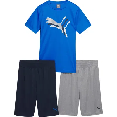 Puma Kids' Performance T-shirt & Shorts 3-piece Set In Blue