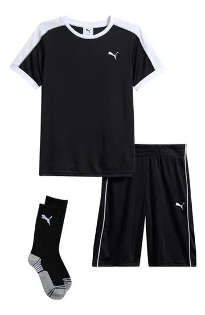 Puma Kids' Performance T-shirt, Shorts & Socks Set In Black