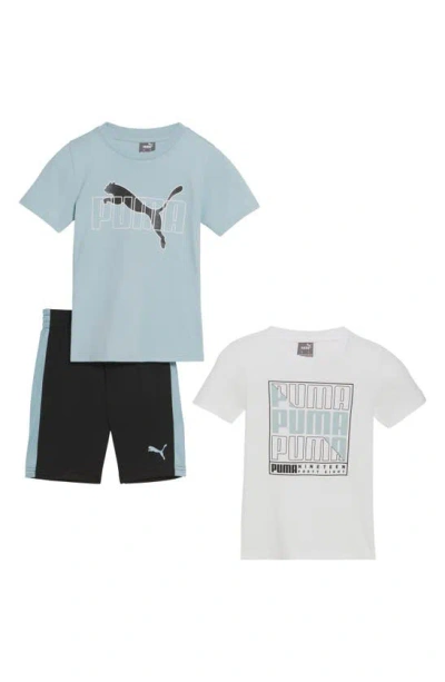 Puma Kids' Performance T-shirts & Pull-on Shorts Set In White Traditional