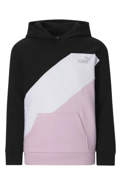 Puma Kids' Power Pack Fleece Pullover In Black/ Pink/ White