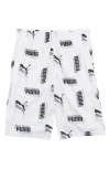 Puma Boy's Power Pack Monogram Print Shorts In  White