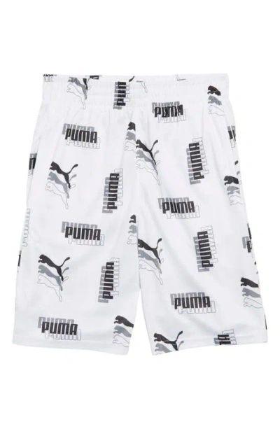 Puma Kids' Boy's Power Pack Monogram Print Shorts In White