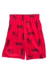 Puma Kids' Power Pack Mesh Printed Shorts In Red