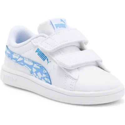 Puma Kids'  Smash Sneaker In  White-team Light Blue