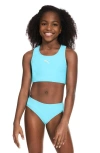 Puma Kids' Racerback 2-piece Swimsuit In Blue / Aqua