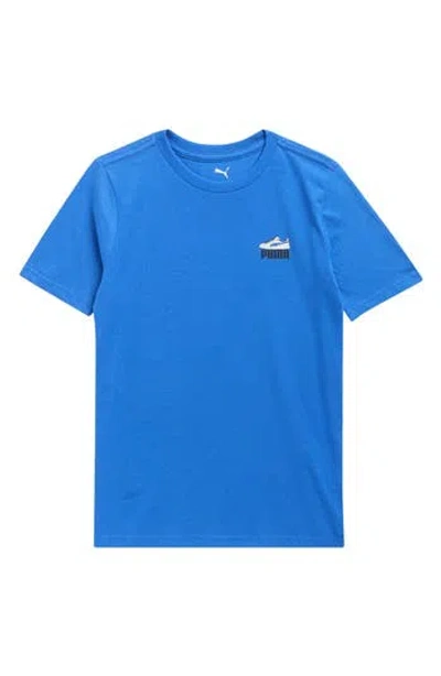 Puma Kids' Sneaker Cotton Graphic T-shirt In Blue