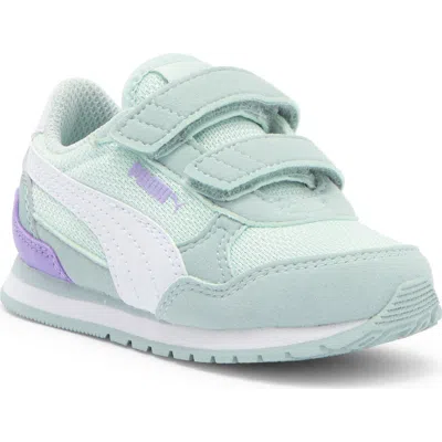 Puma Kids' St Runner V4 Mesh Sneaker In Peaceful Blue- White Mint