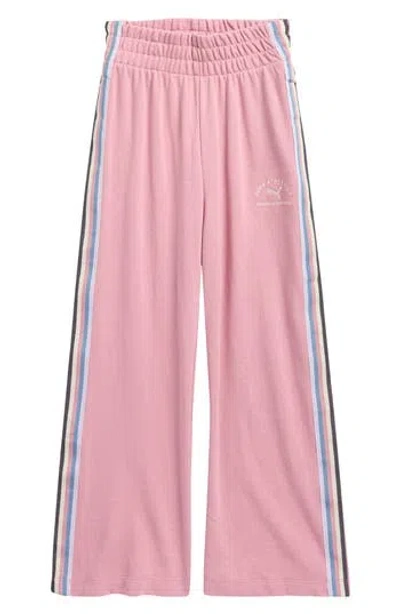 Puma Kids' Stripe Wide Leg Pull-on Pants In Pink