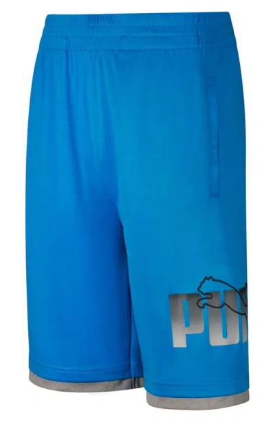 Puma Kids' Summer Cool Interlock Shorts In Blue / White