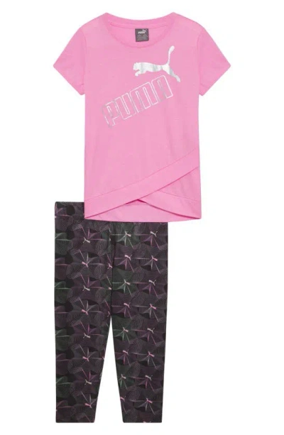 Puma Kids' T-shirt & Leggings 2-piece Set In Light Pastel Pink