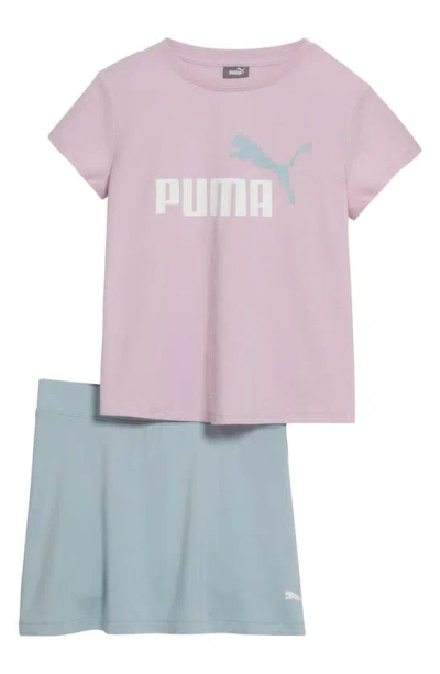 Puma Kids' T-shirt & Skirt 2-piece Set In Light Pastel Green