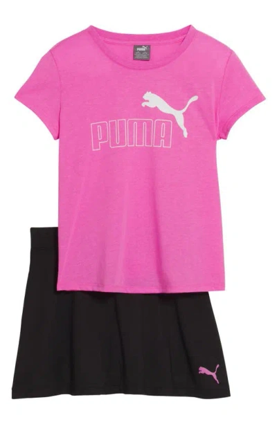 Puma Kids' T-shirt & Skirt 2-piece Set In Pink/ Purple