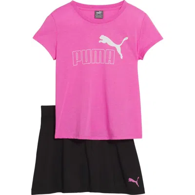 Puma Kids' T-shirt & Skirt 2-piece Set In Pink/purple