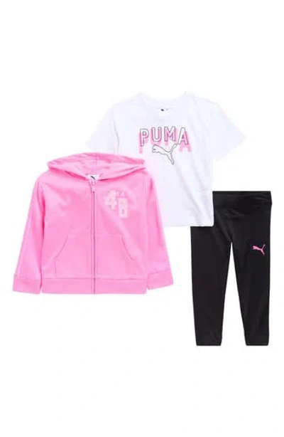 Puma Kids' T-shirt, Fleece Hoodie & Leggings Set In Multi