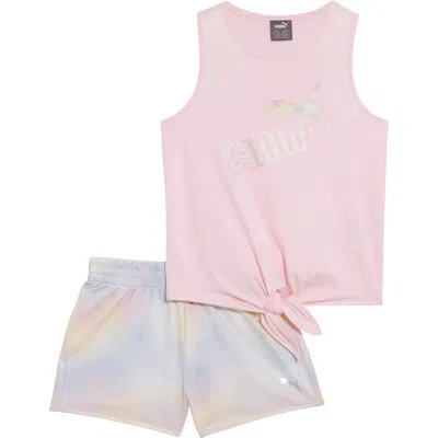 Puma Kids' Tank Top & Shorts 2-piece Set In Light Pink/white