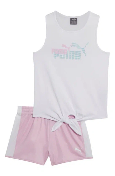Puma Kids' Tank Top & Shorts 2-piece Set In White Traditional