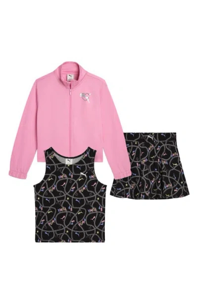 Puma Kids' Track Jacket, Tank & Skort Set In Pink