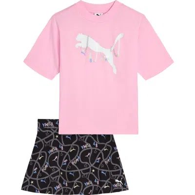 Puma Kids' T-shirt & Skort In Pink