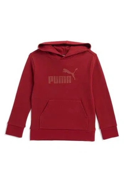 Puma Kids' Vibe Check Cotton Waffle Knit Hoodie In Maroon