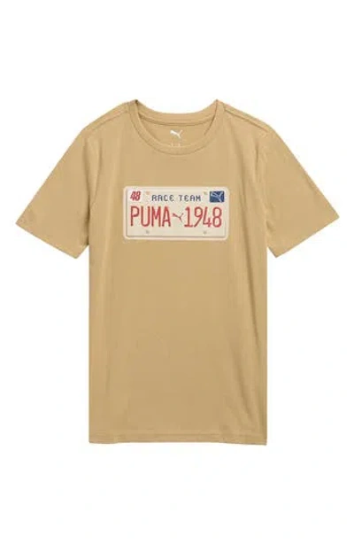 Puma Kids' Vintage Moto Plate Graphic T-shirt In Brown