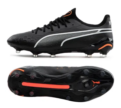 Pre-owned Puma King Ultimate Fg Ag Men's Football Soccer Shoes Sports Training 107097-02 In  Black - Silver / Ultra Orange