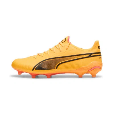Puma King Ultimate Firm Ground/artificial Ground Men's Soccer Cleats Shoes In Sun Stream- Black-sunset Glow