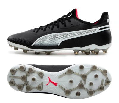 Pre-owned Puma King Ultimate Mg Men's Football Shoes Soccer Sports Training 107252-01 In Black / White