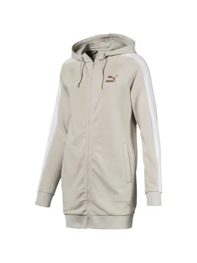 Puma Kiss Artica T7 Zip-up Striped-sleeve Hoodie In Neutral