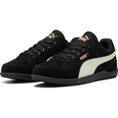 Puma K-moda Leather Sneaker In  Black/ Warm White/ Gold