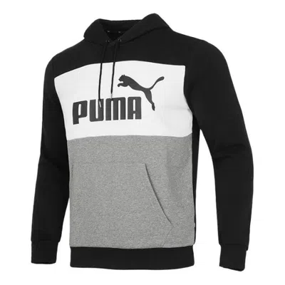 Puma Knit Hooded Splicing Contrasting Colors Sports Pullover Black In Multi