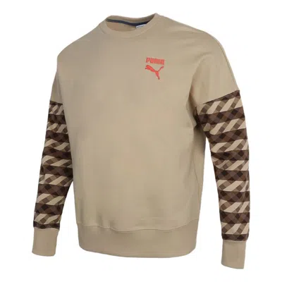 Puma Kontrast Crew Neck Sweater 'brown Black Red' In Neutral