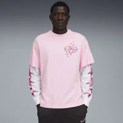 Puma Mens  Lafrance Pink Heem Long Sleeve Tee In  White/pale Pink
