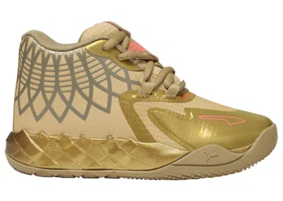 Pre-owned Puma Lamelo Ball Mb.01 Golden Child Sneakers In Metallic Gold/fiery Coral In Multi