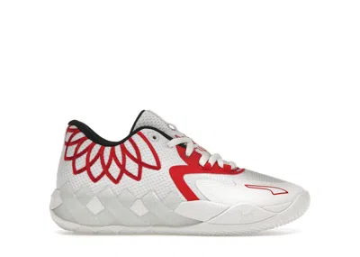 Pre-owned Puma Lamelo Ball Mb.01 Lo Team White Sneakers In  White/high Risk Red