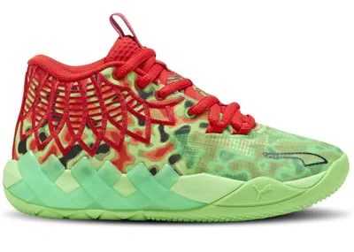 Pre-owned Puma Lamelo Ball Mb.01 Thermal Sneakers In Fluoro Green Pes/red/lime Squeeze