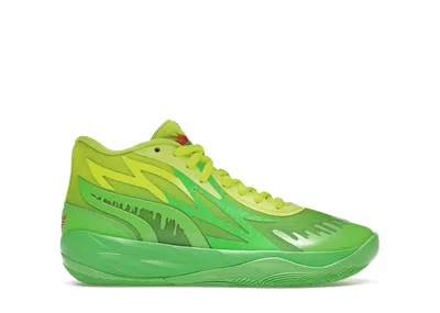 Pre-owned Puma Lamelo Ball Mb.02 Nickelodeon Slime Sneakers In Lime Squeeze/fluro Green