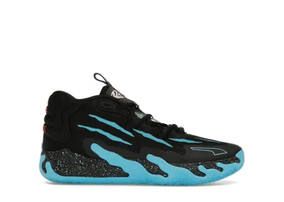 Pre-owned Puma Lamelo Ball Mb.03 Blue Hive Sneakers In Black/electric Peppermint