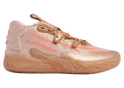 Pre-owned Puma Lamelo Ball Mb.03 Chinese New Year Sneakers In Gold/fluro Peach