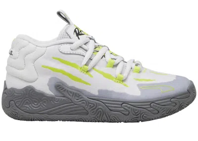 Pre-owned Puma Lamelo Ball Mb.03 Chino Hills Sneakers In Feather Grey/lime Smash