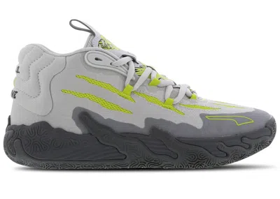 Pre-owned Puma Lamelo Ball Mb.03 Chino Hills Sneakers In Feather Grey/lime Smash