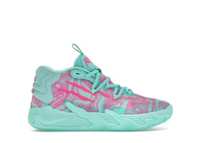 Pre-owned Puma Lamelo Ball Mb.03 Miami Sneakers In Teal/pink