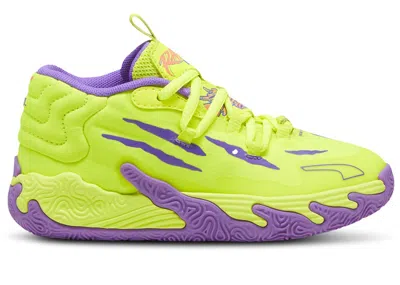 Pre-owned Puma Lamelo Ball Mb.03 Spark Sneakers In Safety Yellow/purple Glimmer
