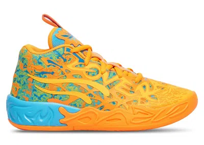 Pre-owned Puma Lamelo Ball Mb.04 Graffiti Sneakers In Bright Aqua/heat Fire/yellow