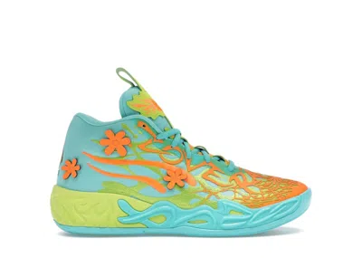 Pre-owned Puma Lamelo Ball Mb.04 Scoobydoo Sneakers In Aquatic/lime Smash/heat Fire