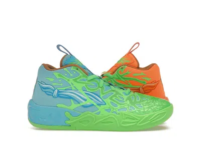 Pre-owned Puma Lamelo Ball Mb.04 Teenage Mutant Ninja Turtles Leonardo & Michelangelo Sneakers In Fluro Green Pes/p