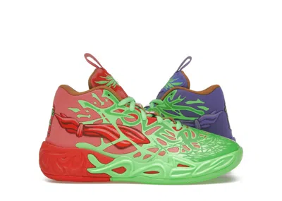 Pre-owned Puma Lamelo Ball Mb.04 Teenage Mutant Ninja Turtles Raphael And Donatello Sneakers In Fluro Green Pes/pum