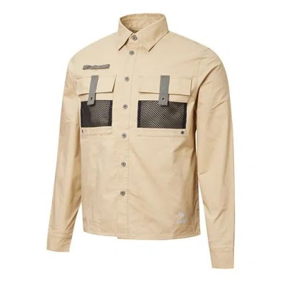 Puma Lapel Casual Zipper Woven Jacket Khaki In Neutral